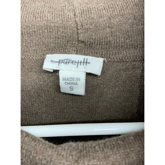 Purejill Cowl Neck Sweater Brown Knit Pullover Long Sleeve Cotton Blend Size S - Picture 3 of 4
